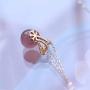 Strawberry Crystal Gem Cute Bunny Rabbit Pendant Delicate Jewelry S925 Sterling Silver Necklace Easter Valentines Day Christmas for Girls Women - Rose Gold