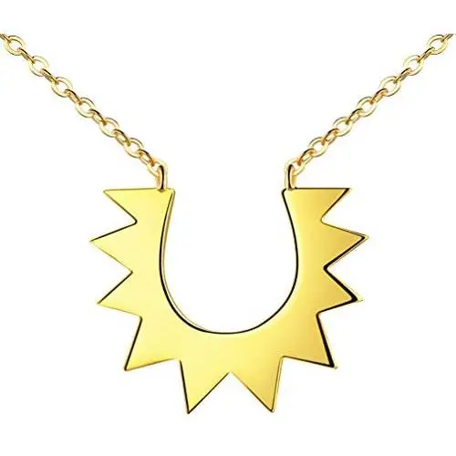 Besilver Large Sun Necklace Sterling Silver 18K Gold Filled Sunshine Pendant Crystal Round Moon Star Necklace Women Men Unisex Celestial Jewelry Birthday for Wife Girlfriend