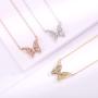 Ascona Dainty Butterfly Necklace 18K Gold/Silver/Rose Gold Plated Cubic Zirconia Butterfly Pendant Chain Necklaces for Women Grils