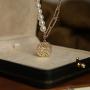 FFJGO Paper Clip Necklace Freshwater Cultured Pearls Vintage Chunky Link Chain Mosaic Irregular Coin Pendant 14K Gold Fashion Retro Charm Valentine Jewelry for Women Girls