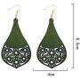 4 Pairs Lightweight Wooden Earrings African DIY Engraving Geometry Drop Earrings for Women Fashion Jewelry