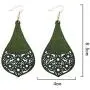 4 Pairs Lightweight Wooden Earrings African DIY Engraving Geometry Drop Earrings for Women Fashion Jewelry