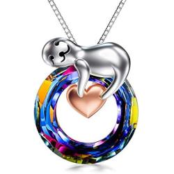 TOUPOP Sloth Gifts for Women s925 Sterling Silver Sloth Pendant Necklace with Volcano Crystal Jewelry Gifts for Birthday Best Friend Mothers Day gifts for her Mom Wife Daughter Granddaughter Animal Lovers