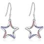 925 Sterling Silver Usa American Flag Earrings for Women Patriotic Red White And Blue Star Stud Earings America great again Independence Day Jewelry Gifts