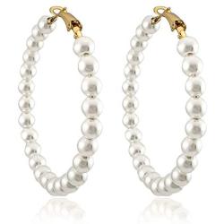 Pearl Hoop Earrings for Women Fashion Dangle Hypoallergenic Layer Earrings Drop Dangle Earrings Gifts for Women