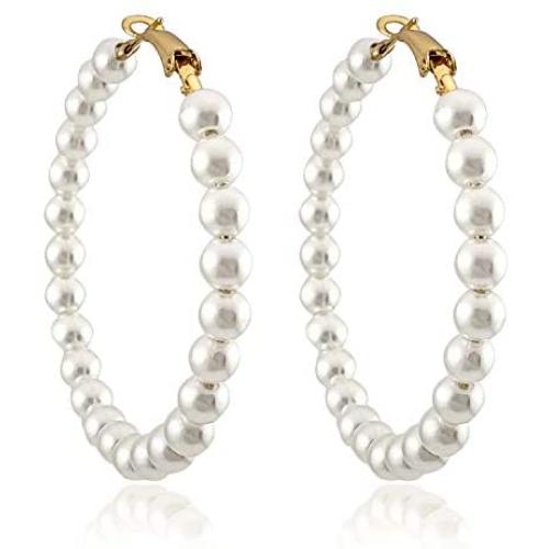 Pearl Hoop Earrings for Women Fashion Dangle Hypoallergenic Layer Earrings Drop Dangle Earrings Gifts for Women