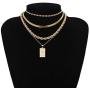 Multilayer Necklaces Anklet Set for Women Gold Plated Snake Link Chain Pendant Necklace Gifts for Girls Jewelry Set
