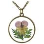 FM FM42 Natural Purple Pressed Dried Flower Round Pendant Necklace FN4032