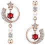 MadeOne 18K gold plating 925 Sterling Silver Cubic Zirconia Asymmetric Moon and Star dangle drop earrings for women Jewelry Christmas gifts with Box Packing