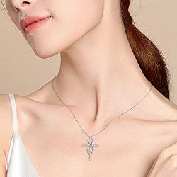 MONGAS Infinity Cross Necklace 925 Sterling Silver Cross Infinity Jewelry for Women