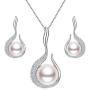 EVER FAITH 925 Sterling Silver CZ AAA Freshwater Cultured Pearl Flower Bud Necklace Earrings Set