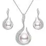 EVER FAITH 925 Sterling Silver CZ AAA Freshwater Cultured Pearl Flower Bud Necklace Earrings Set