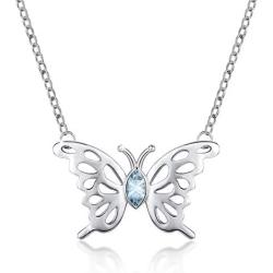 Eusense 925 Sterling Silver Butterfly Necklace Birthstone Necklaces for Women, Dainty Small Butterfly Pendant Birthstone Jewelry for Girls