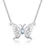 Eusense 925 Sterling Silver Butterfly Necklace Birthstone Necklaces for Women, Dainty Small Butterfly Pendant Birthstone Jewelry for Girls