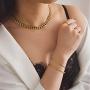 Honsny 12PCS Chain Bracelets for Women 14K Gold Plated Pearl Lock Flat Cable Chain Beaded Bracelets Adjustable Link Chain Bracelet Set Dainty Paperclip Jewelry Set