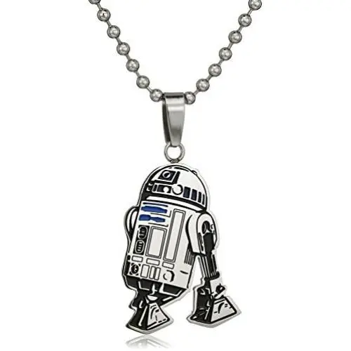 Star Wars Jewelry Unisex R2-D2 Stainless Steel and Enamel Cut Out Kids Pendant Necklace, 19'' Star Wars Jewelry Unisex R2-D2 Stainless Steel and Enamel Cut Out Kids Pendant Necklace, 19''