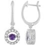Femme Luxe 1..00 Carat Amethyst and White Topaz Dancing Drop Earrings for Women, Rhodium Plated Sterling Silver, Dainty and Hypoallergenic.