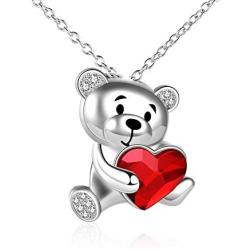 ONEFINITY Bear Necklace Sterling Silver Bear Crystal Necklace Cute Animal Pendant Jewelry for Women Girls