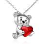 ONEFINITY Bear Necklace Sterling Silver Bear Crystal Necklace Cute Animal Pendant Jewelry for Women Girls