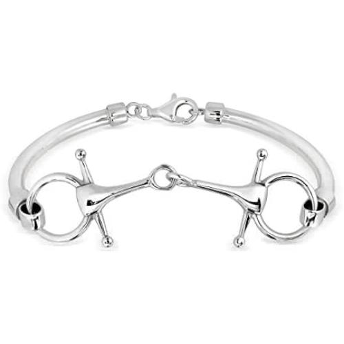 WithLoveSilver 925 Sterling Silver Double Horse bit Equestrian Link Bracelet