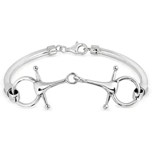 WithLoveSilver 925 Sterling Silver Double Horse bit Equestrian Link Bracelet WithLoveSilver 925 Sterling Silver Double Horse bit Equestrian Link Bracelet