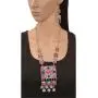 Zephyrr Fashion Oxidized Silver Afghani Style Pendant Necklace Earrings Set for Girls and Women