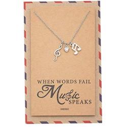 Quan Jewelry Music Note Necklace, Treble Clef Necklace, Best Musical Jewelry Gift for Music Lovers, 16 to 18 inches