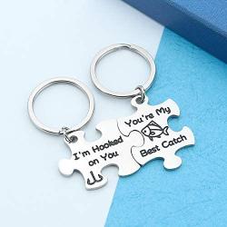 Im Hooked on You Youre My Best Catch Sweetheart Keychain Dear Love Gift Meaningful Puzzle Jewelry Gifts