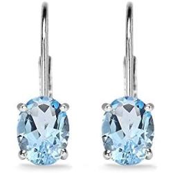 Sterling Silver Genuine or Synthetic Gemstone 7x5mm Oval Solitaire Dainty Leverback Earrings