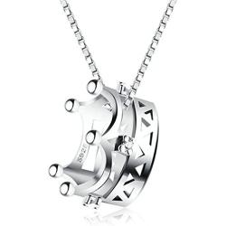 BEAUTY CROWN Charm 925 Sterling Silver Crystal Necklace Pendant Retro and Fashion Style Jewelry For Women and Girl