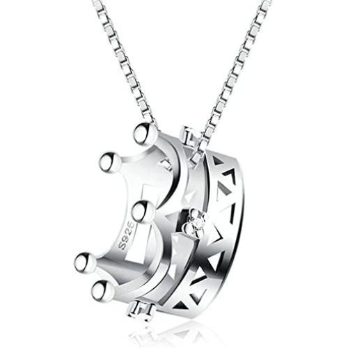 BEAUTY CROWN Charm 925 Sterling Silver Crystal Necklace Pendant Retro and Fashion Style Jewelry For Women and Girl