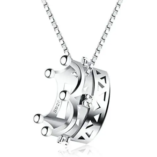 BEAUTY CROWN Charm 925 Sterling Silver Crystal Necklace Pendant Retro and Fashion Style Jewelry For Women and Girl BEAUTY CROWN Charm 925 Sterling Silver Crystal Necklace Pendant Retro and Fashion Style Jewelry For Women and Girl