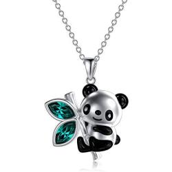 AOBOCO Sterling Silver Cute Animal Heart Pendant Necklace for Women Teen Girls, Embellished with Crystals from Austria