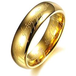 BOMSI The One Ring Lord The Rings Style Tungsten Ring Gold Color Lord Rings Laser Etched