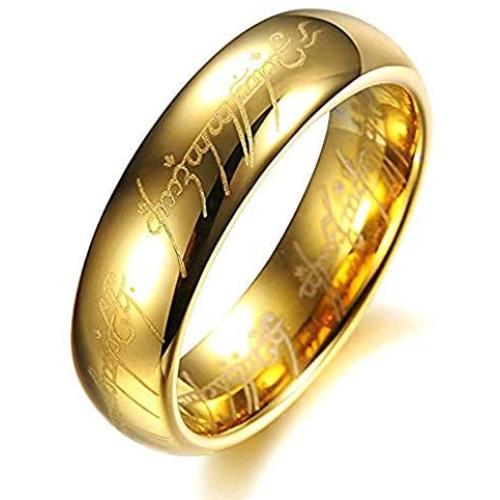 BOMSI The One Ring Lord The Rings Style Tungsten Ring Gold Color Lord Rings Laser Etched