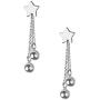 Tiny Star Ball Chain Drop Dangle Sterling Silver Earrings for Women Teen Girls 925 White Gold Plated Cartilage Hypoallergenic Polish Pentagram Dangling Cute Holiday Jewelry Daughter Gift