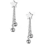 Tiny Star Ball Chain Drop Dangle Sterling Silver Earrings for Women Teen Girls 925 White Gold Plated Cartilage Hypoallergenic Polish Pentagram Dangling Cute Holiday Jewelry Daughter Gift
