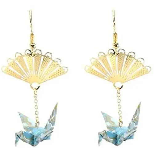 CutieJewelry Crane Origami Bird Fan Dangle Cute Pretty Earrings CutieJewelry Crane Origami Bird Fan Dangle Cute Pretty Earrings