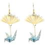 CutieJewelry Crane Origami Bird Fan Dangle Cute Pretty Earrings