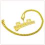 Nsitbbuery Hip Hop Night Club DJ Iced Out Letter Plug Pendant Stainless Steel Chain Necklace