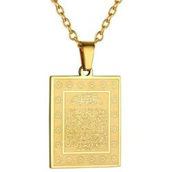 GOLDCHIC JEWELRY Unisex Allah Necklace Haram, 18K Gold Plated/Platinum Plated Iced Out/Oval/Square Mashallah Allah Arabic Islamic Muslim Jewelry with Gift Box