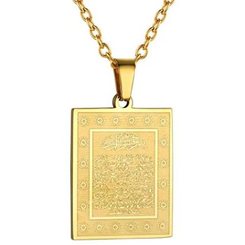 GOLDCHIC JEWELRY Unisex Allah Necklace Haram, 18K Gold Plated/Platinum Plated Iced Out/Oval/Square Mashallah Allah Arabic Islamic Muslim Jewelry with Gift Box