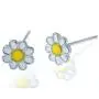 Solid 925 Stering Silver enamel Cute Daisy flower Stud Earrings For Girls Teens women
