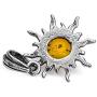 Light Amber Sterling Silver 925 Round Sun Pendant