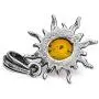 Light Amber Sterling Silver 925 Round Sun Pendant