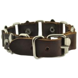 Mandala Crafts Fleur De Lis Saints Charm Brown Leather Cord Strap Buckle Bracelet