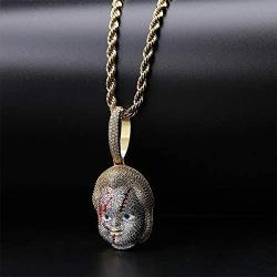 Moca Jewelry Hip Hop Iced Out Bling Chucky Necklace 18K Gold Plated Chain Necklace for Men Women