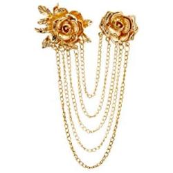 Knighthood Elegant Gold Rose With Hanging Chains Formal Executive brooch / Lapel Pin