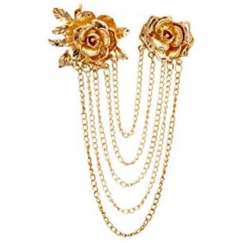 Knighthood Elegant Gold Rose With Hanging Chains Formal Executive brooch / Lapel Pin