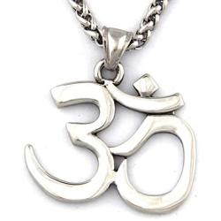 GUNGNEER Aum Om Necklace Stainless Steel Charm Keel Chain Spiritual Amulet India Yoga Jewelry Accessory Men women